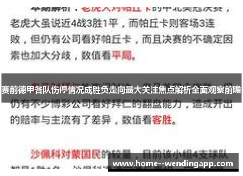 赛前德甲各队伤停情况成胜负走向最大关注焦点解析全面观察前瞻